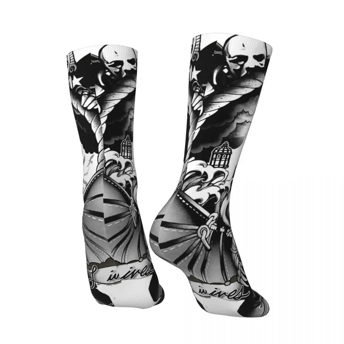 Hip Hop Retro Lives, Lived, Will Live Crazy Men's compression Socks Unisex B-BioShock Street Style Seamless Printed Funny