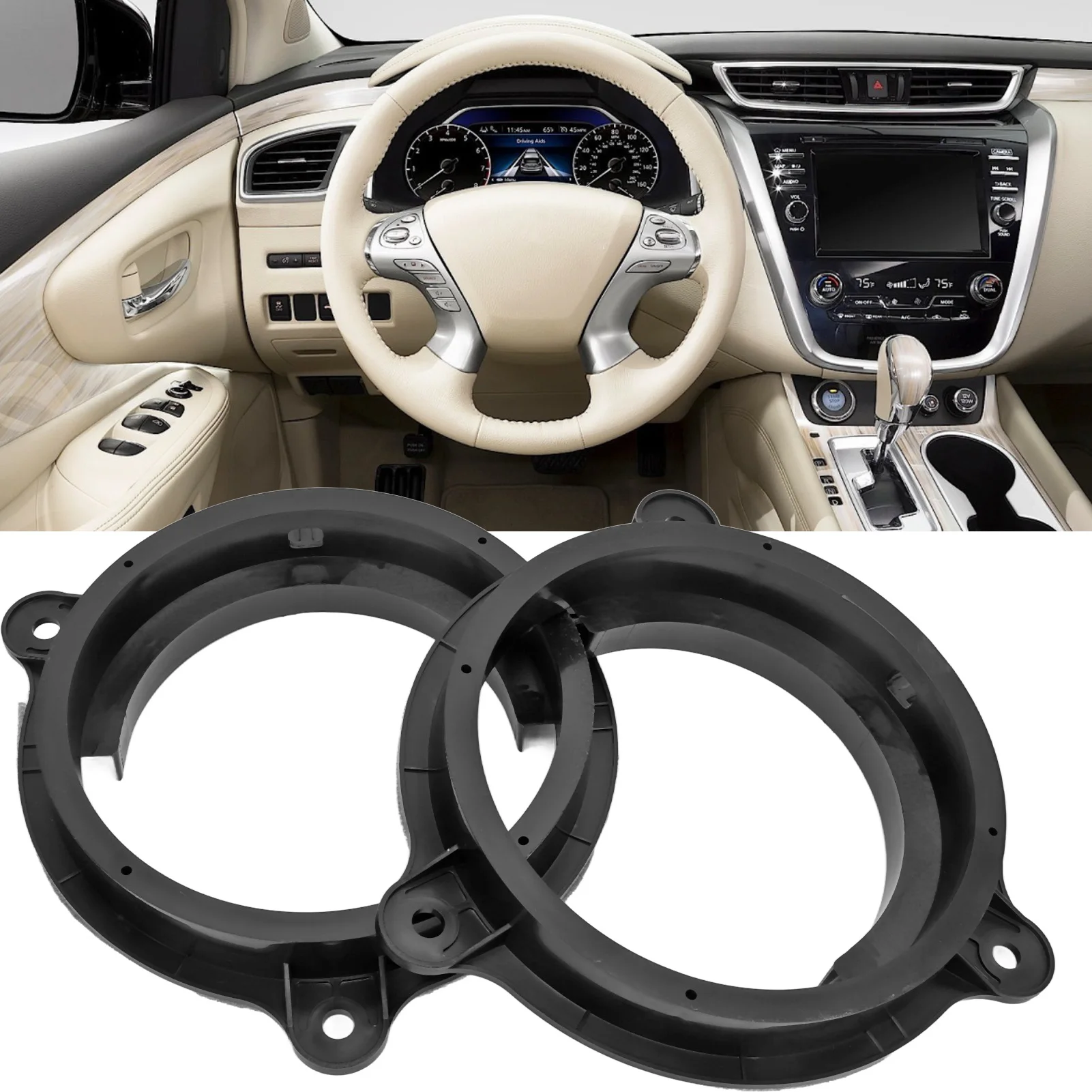 

Адаптер динамика 6,5 дюйма из АБС-пластика, простая установка, устойчивый к истиранию, адаптер для дверного динамика, проставки, высокая точность для автомобиля