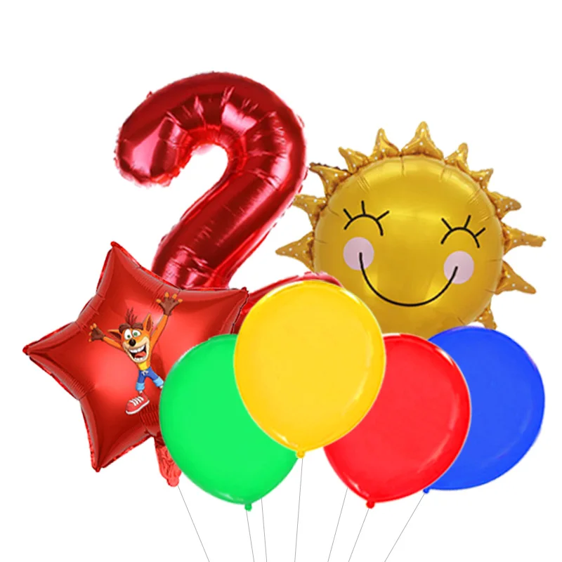 Crash Bandicoot N-Sane Trilogy Themed Balloon Bouquet Orange Blue Foil Mylar Aku Aku with Latex for Boy Birthday Party Decor - view 2