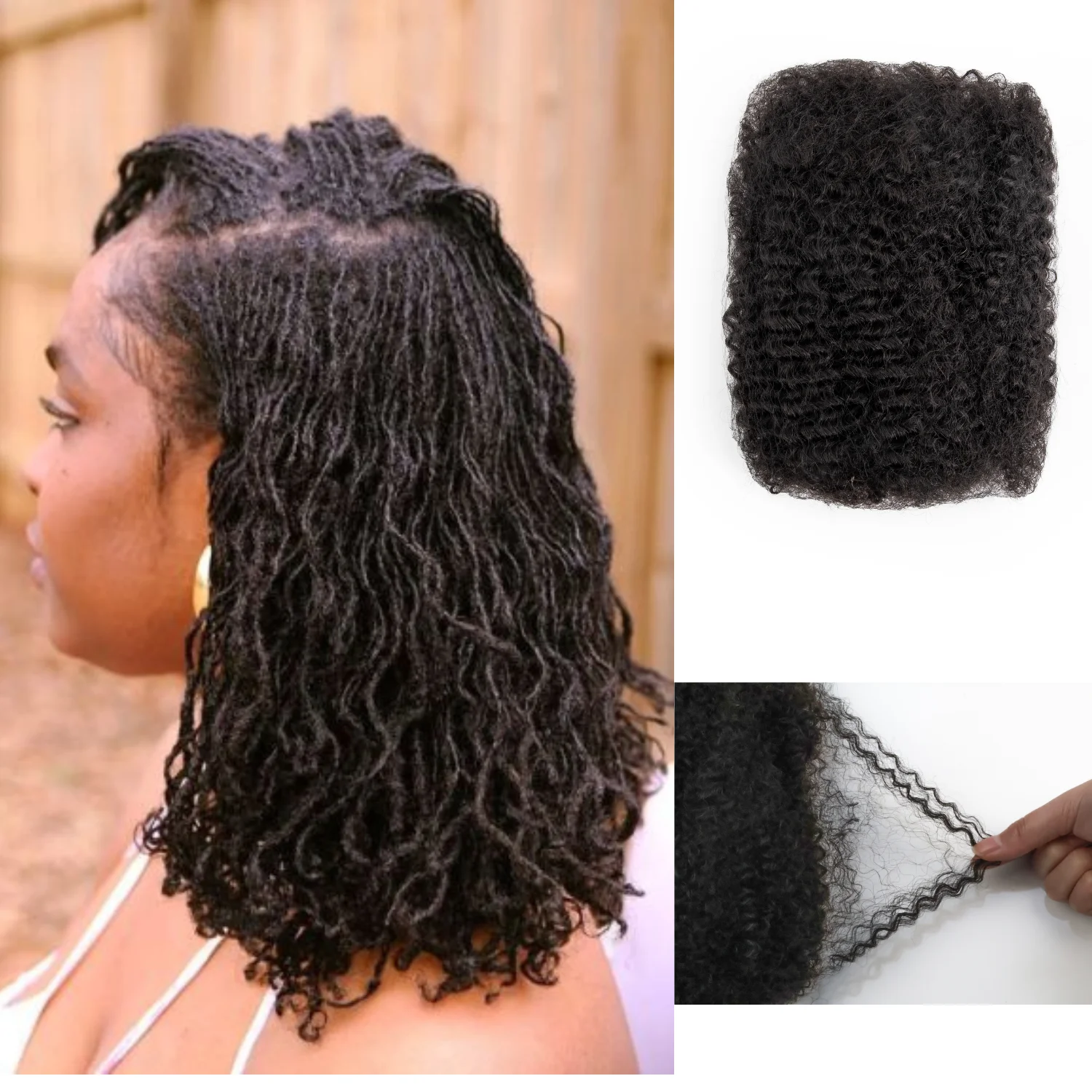 Deshi afro kinkys cabelo humano em massa, cabelo humano encaracolado em massa para mini torção dreadlock extensões locs reparação macio kinky humano
