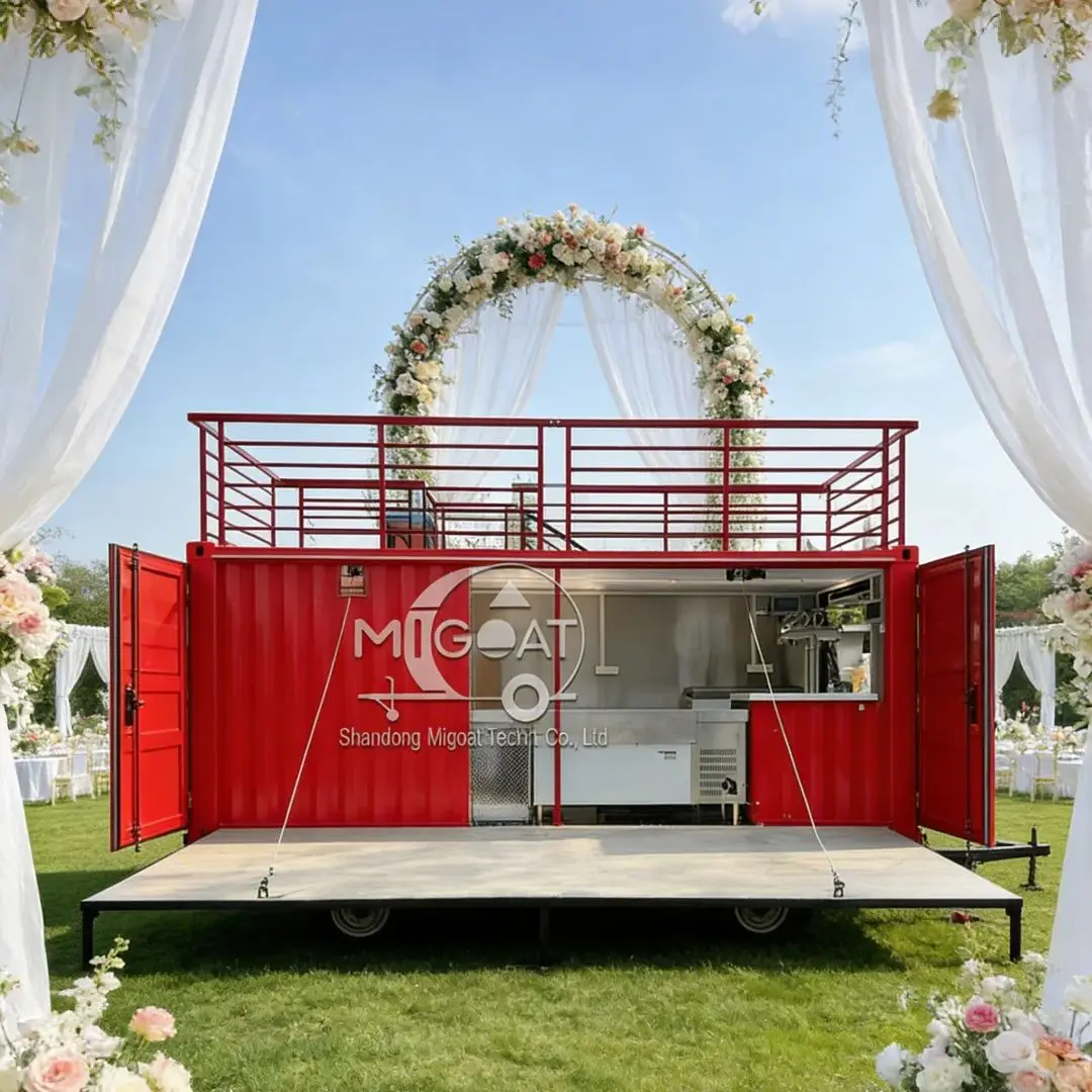 

Expandable Food Truck Container with Stage Upper Deck Mobile Bar Kitchen for Outdoor Events Commercial Kitchen Truck