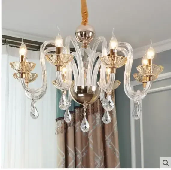 European crystal chandelier light luxury simple atmosphere living room lighting glass bed lamp creative dining