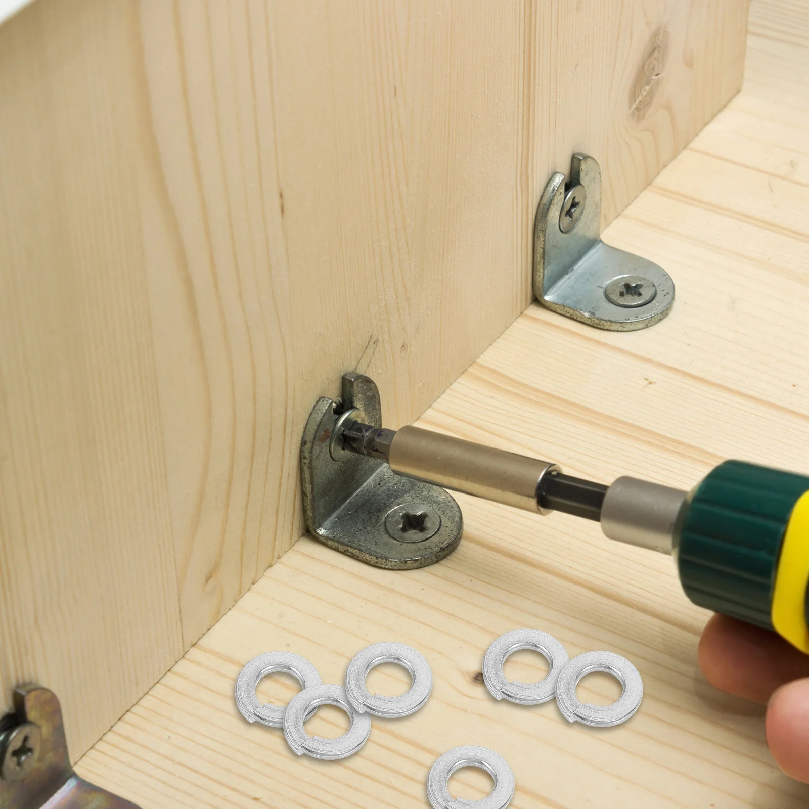 

100Pcs Stainless Steel Spring Washers Split Lock Design High Strength Anti-Loosening for Machinery Repair Heavy Duty Equipment