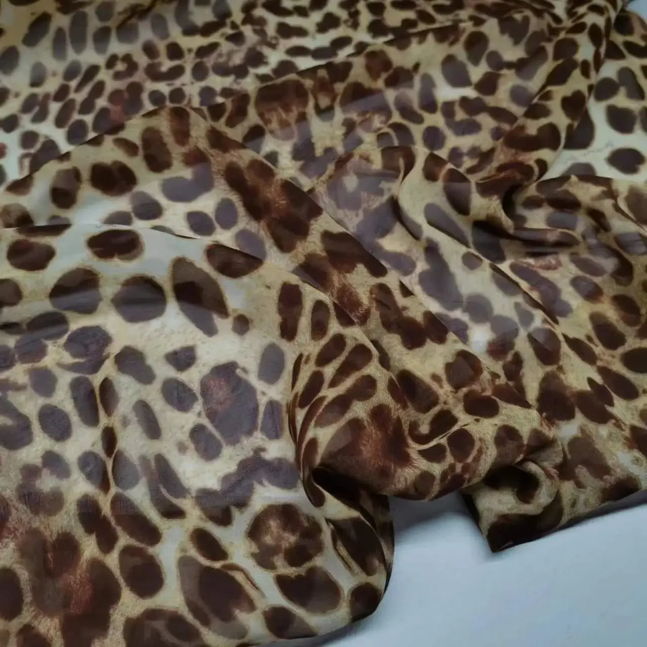 Thin Silk Chiffon Fabric Scarf Beach Dress Animal Print Classic Leopard 5 Colors Available