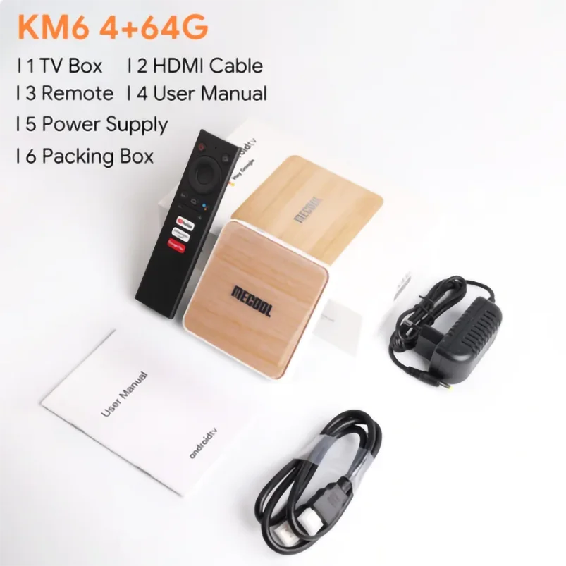 

MECOOL KM6 Android 10 TV Box Media Player Wifi 6 Google Certified AV1 4GB 64GB Amlogic S905X4 1000M LAN BT 5.0 Smart Set Top Box