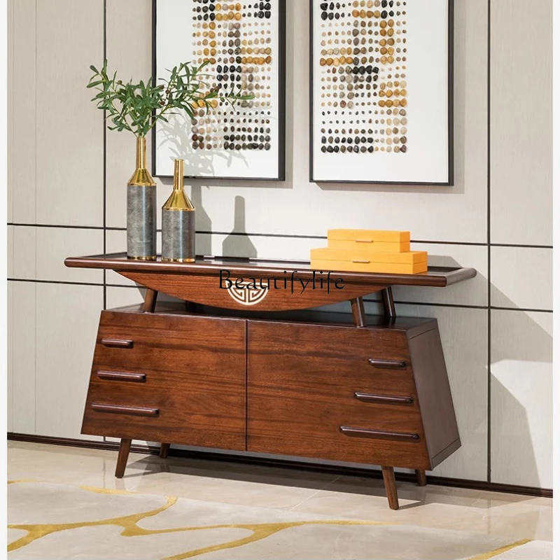 

Light luxury door cabinet Modern simple new Chinese ebony solid wood hall cabinet