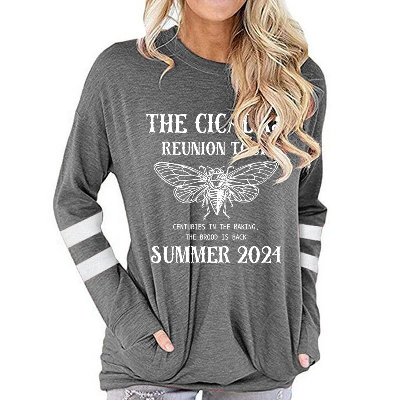 Vintage Cicada Long Sleeve Cotton Tshirts Women 