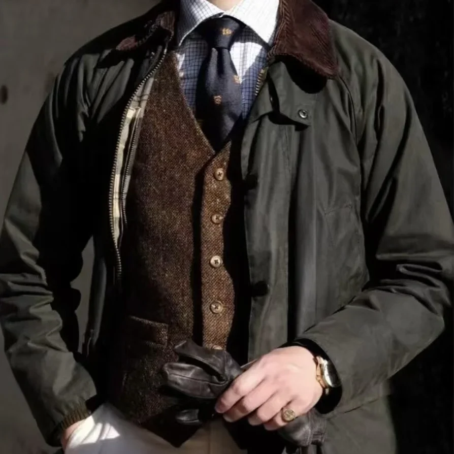 

B@r Bedale Классическая масляная восковая куртка с вельветовым воротником Универсальная повседневная охотничья куртка для мужчин и женщин