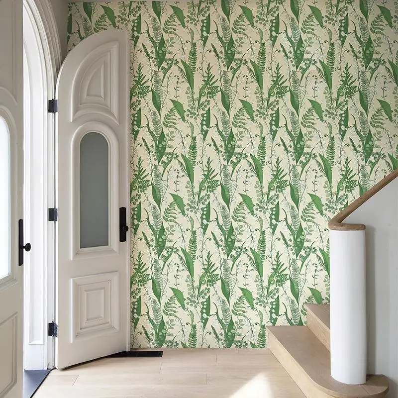 

Green Leaf Wallpaper Peel and Stick Leaf Contact Paper Small White Floral Wallpaper Self Adhesive Home Kitchen Decorative