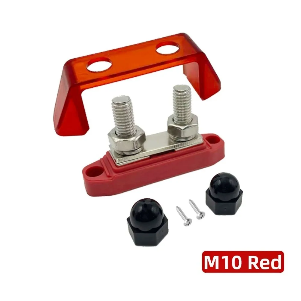 M8/M10 Power Distribution Block Nickel Plated Copper Stainless Steel Battery Terminal Block High Current 12V-48V