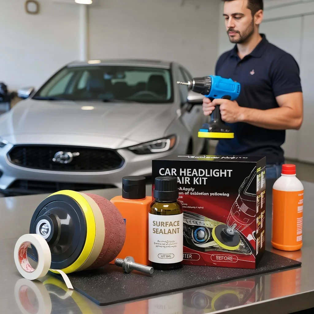 

​ ​ Комплект для восстановления автомобильных фар — химический осветлитель и полировальная паста для автомобильных фар ​ ​