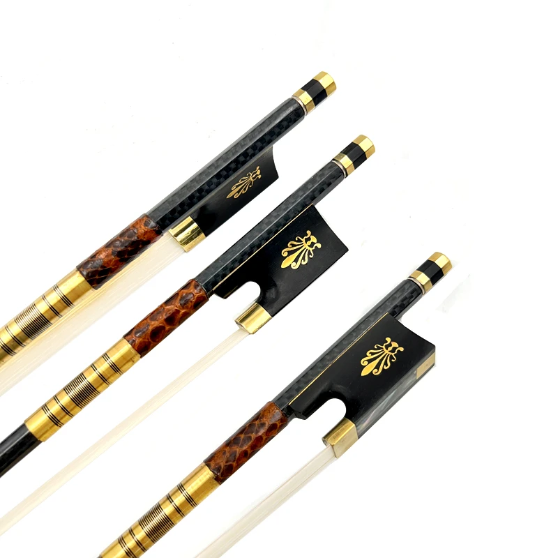 

3pcs Carbon Fiber Violin Bow 4/4 AAA Bow Hair Straight Abalone Ebony Bow Frog