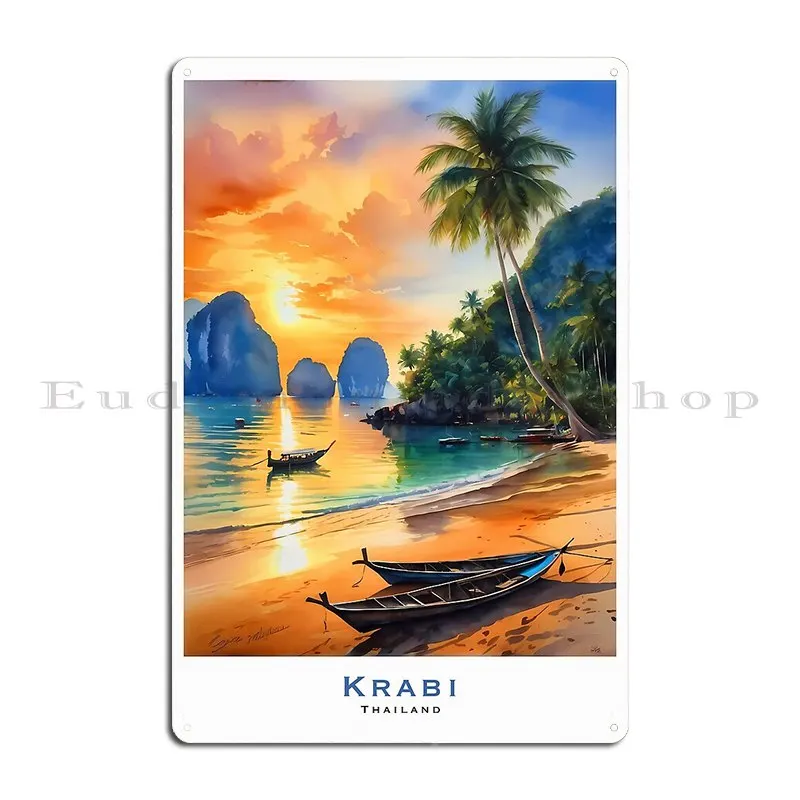 Krabi Thailand Gateway To Tropical Paradise Metal Sign Home Iron Wall Decor Plates Cinema Tin Sign Poster