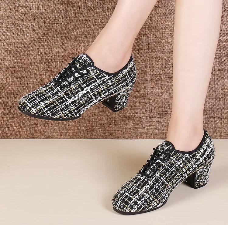 Modern Dance Shoes for Woman Sneakers Dance Modern Brand Square Party Ballroom Latin Heels for Ladies Zapatos De Mujer Elegantes