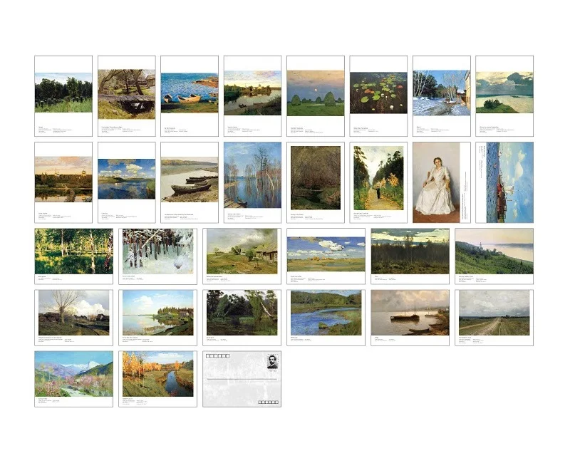 30 Pcs/Set Isaak Iliich Levitan Artwork Paintings Postcard Landscape Oil Painting Greeting Message Cards Decoration Stationery