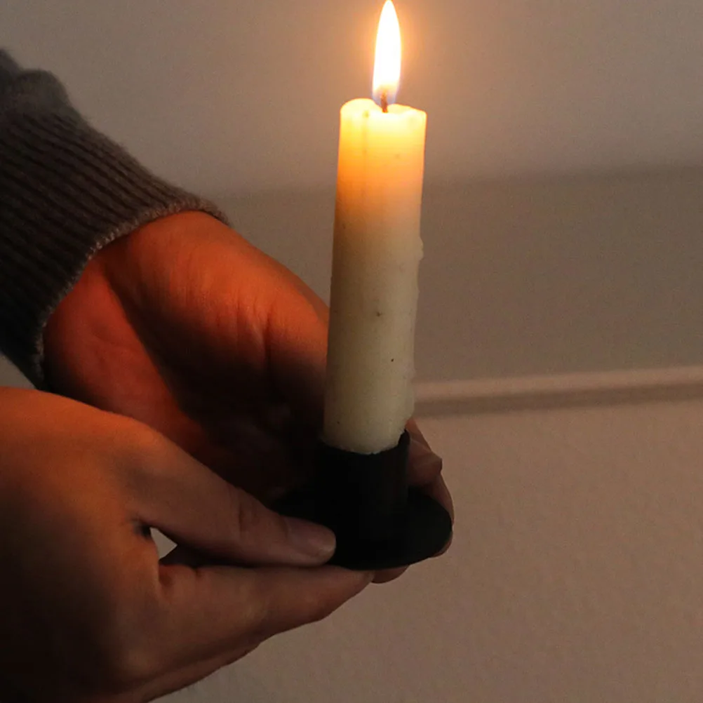 

4pcs Round Bottom Candlestick Natural Iron Texture Rustic Metal Holder For Home Decor Desktop Party Bedroom Living Room