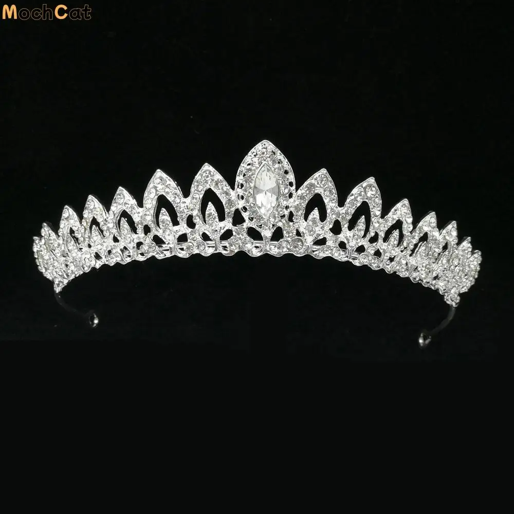 Gorgeous Women Silver Color Headband Crystal Rhinestone Bridal Tiara Ornaments Hair Crown Headwear