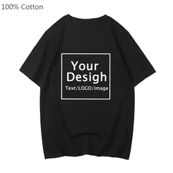 Koszulka DIY Dostosuj swój projekt Mężczyźni Kobiety Tshirt 100% bawełna Krótki rękaw Oversize Tee-shirt Casual Summer Harajuku T shirts