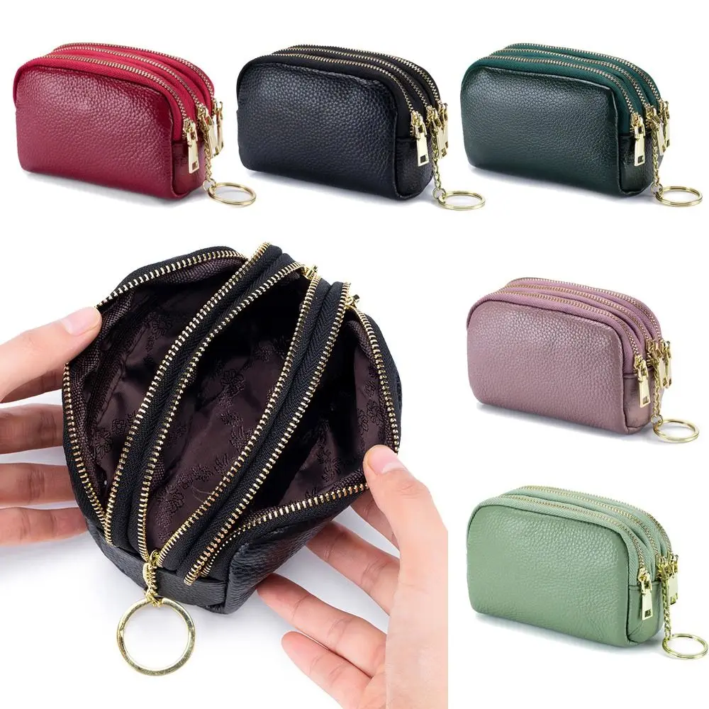 Genuine Leather Mini Pocket Zipper Small Money Bag Female Wallet Women Wallet Purse Short Card Coin Key Holder Change Pouch