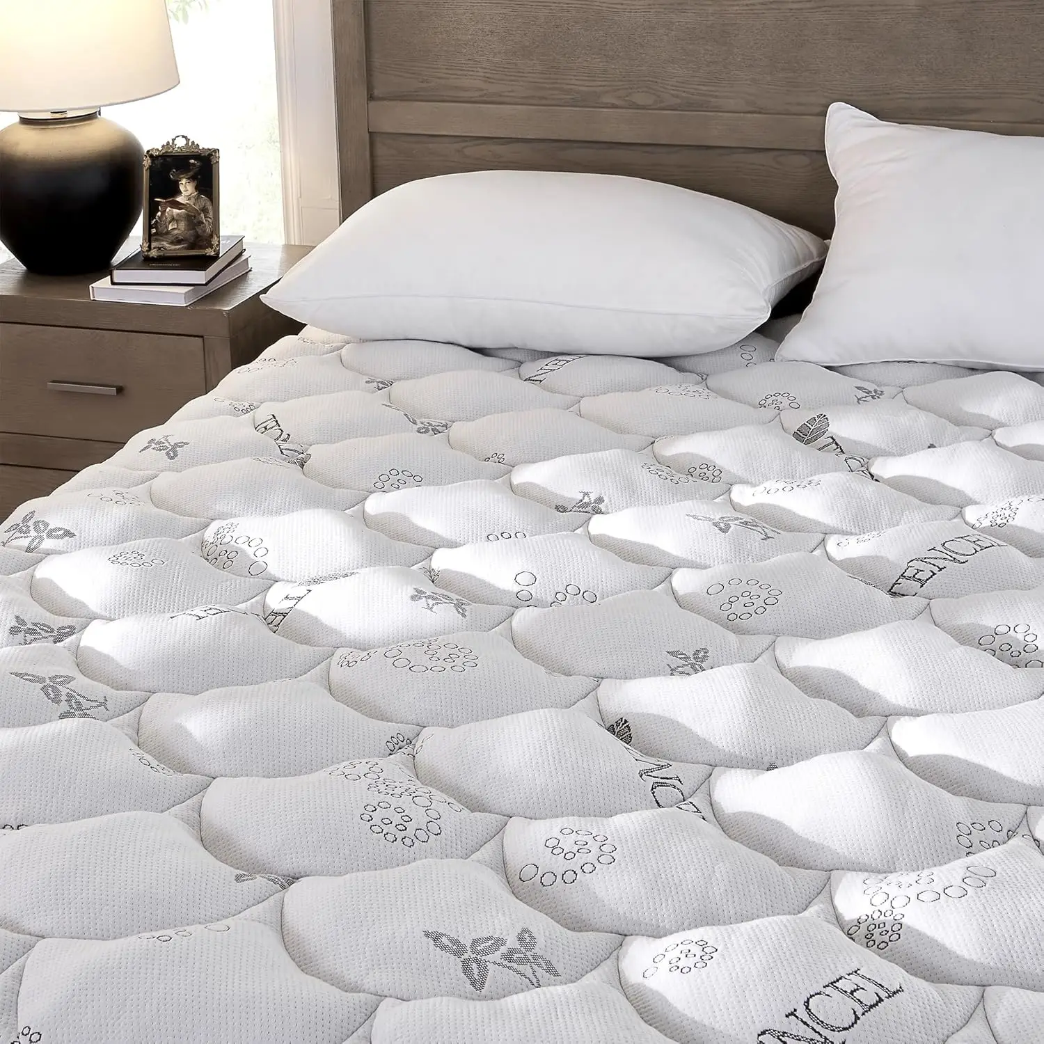 

Padded Topper Twin Xl 40% Tencel Blend Rayon From Bamboo And Cotton Filled Mattr Cover, Thick, Luxurious And Comfort Mattr Pad,