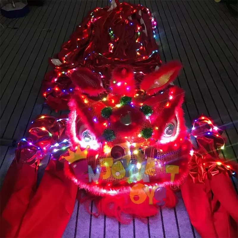 Traditional Chinese Lion Dance Costume LED Light Up Performance Suit for Festival Celebration Cultural Art Dragon Head Prop