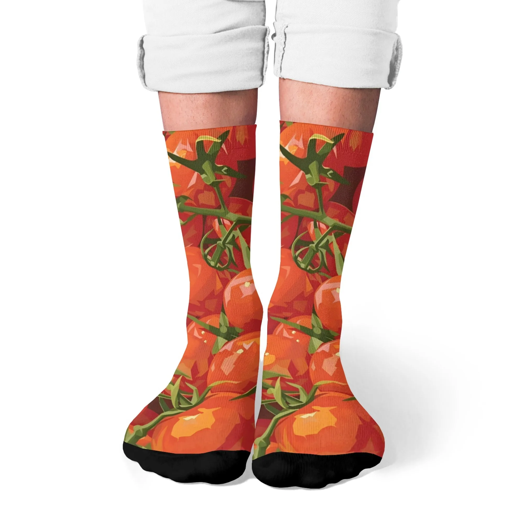 

1 пара мужских ультрамягких носков для экипажа, удобные для кожи носки с томатным принтом для повседневного повседневного использования и пищевых мероприятий