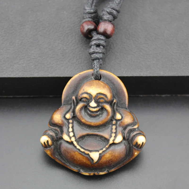 3PCS SETMaitreya Necklace Pendant Imitation Bone Buddha Pendant Yak Bone Carving Necklace Scenic Spot Tourism Ornament Wholesale