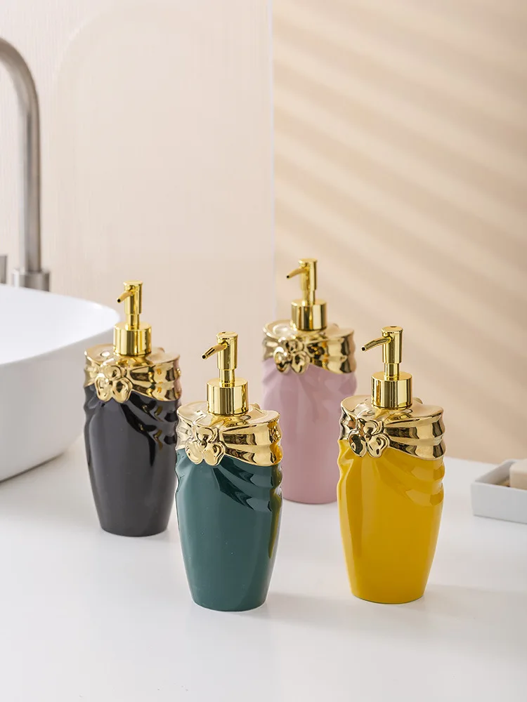 Ceramic shower gel shampoo bottle hotel bathroom supplies fashionable hand sanitizer bottle press device bathroom accessories