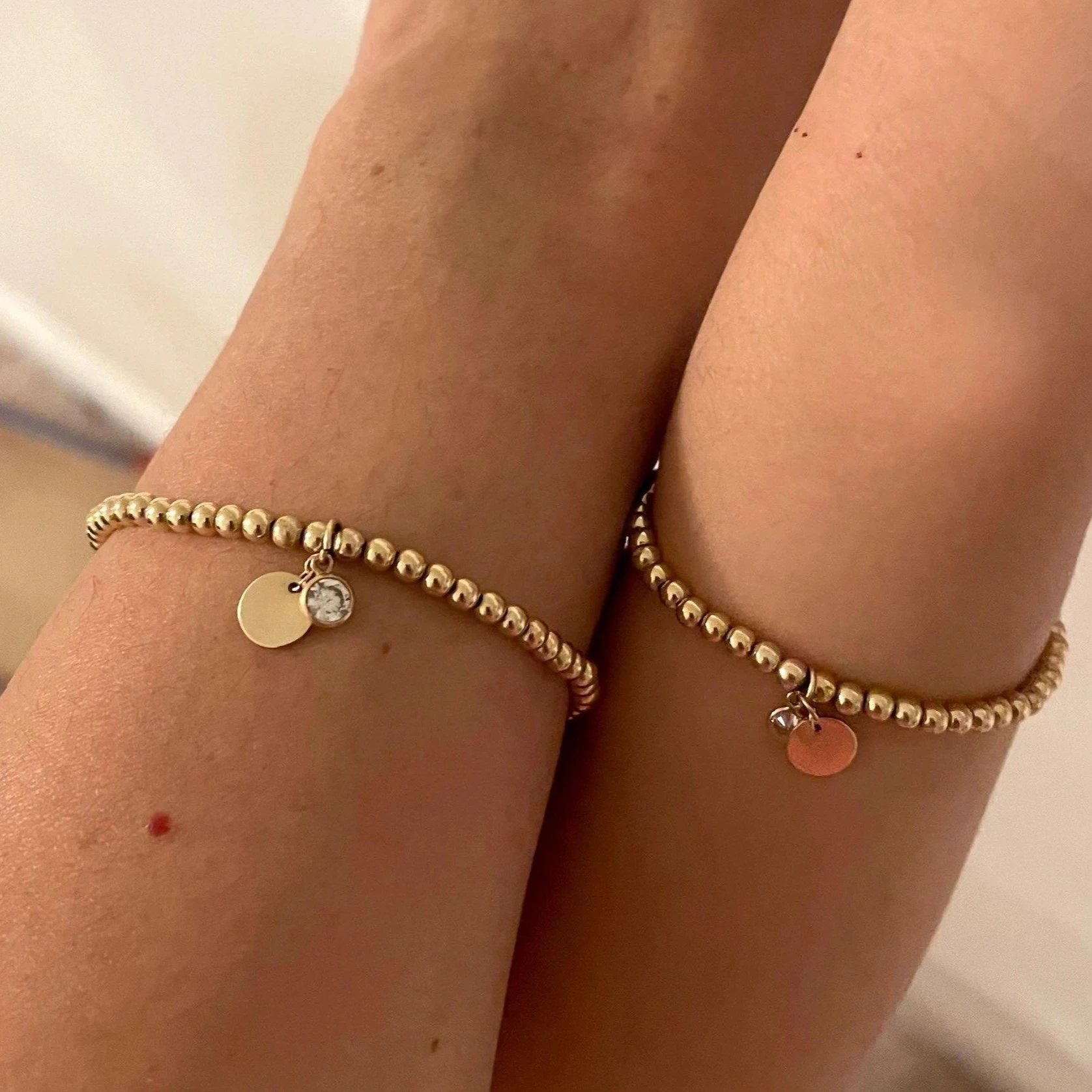 Stretch Bracelet 14K Gold Filled Beaded Bracelet Zircon Bracelet  Handmade Waterproof Jewelry Gift for Women