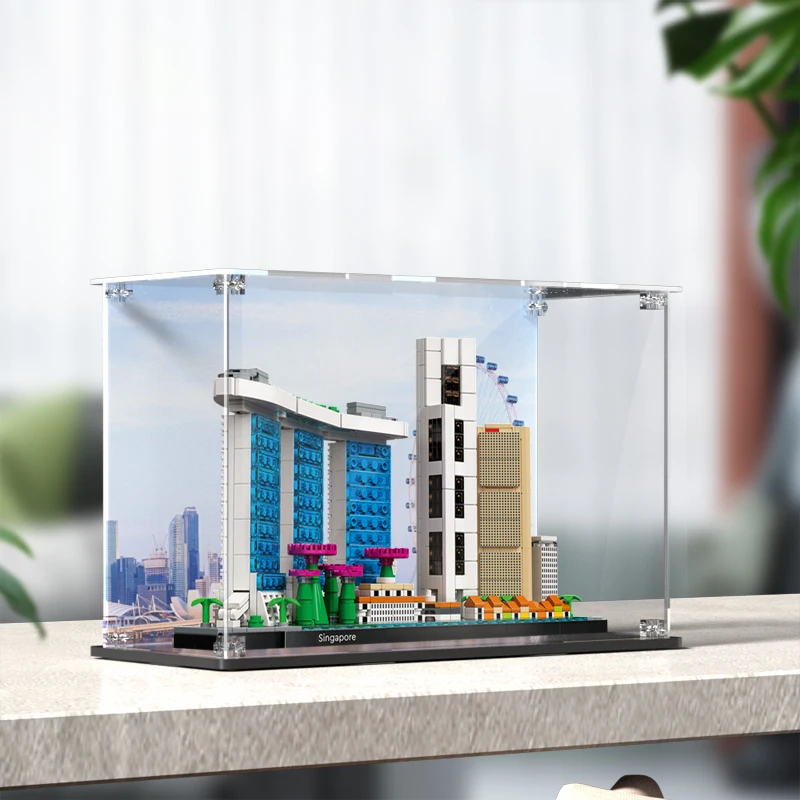 Acrylic Display Box for Lego 21057 Singapore Skyline Dustproof Clear Display Case Model Toy Show Box  (Lego Set not Included）