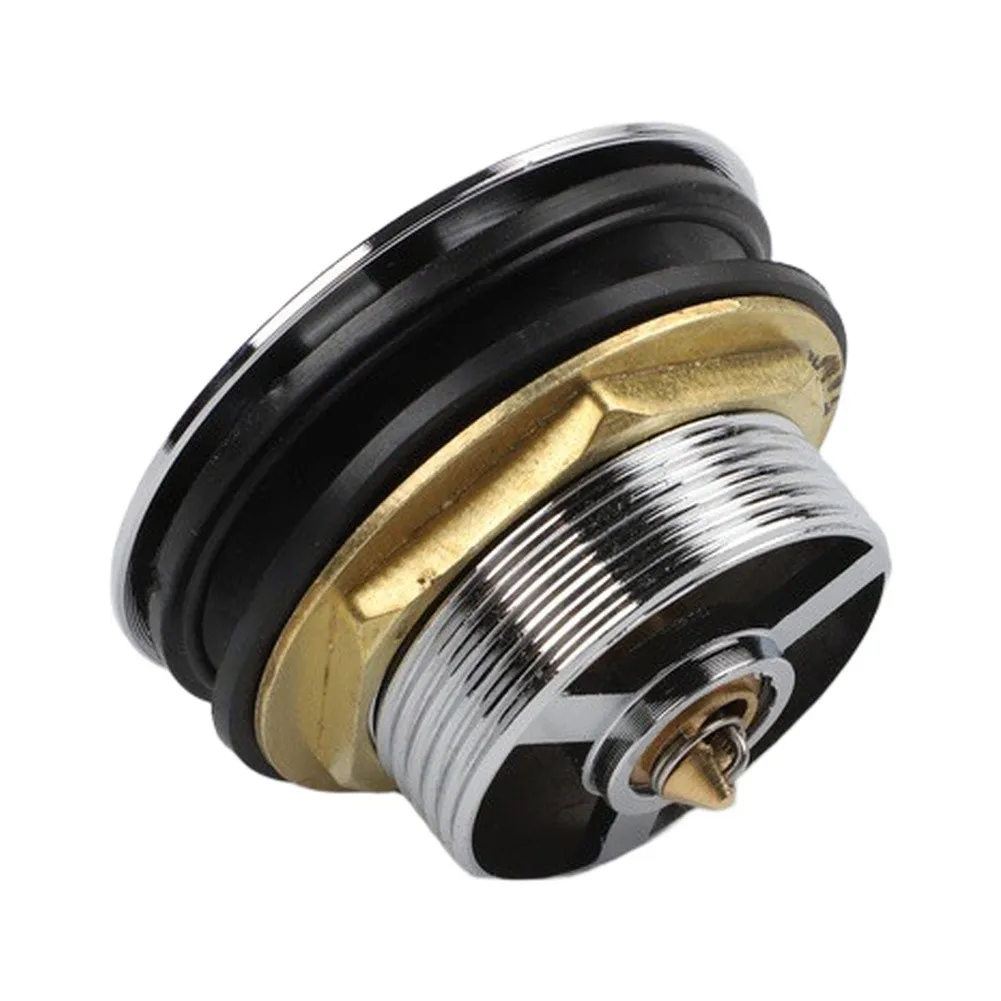 Tub Drain with Push Button Water Tight Seal for Shower and Bathroom Floor Drain Integration Without Discharging Tube