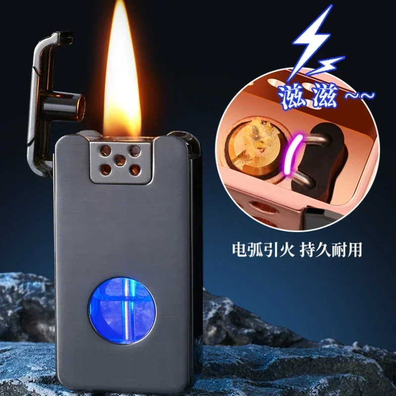 Metal Intelligent Induction Sound Shake and Remote Control Kerosene Lighter Large Capacity Transparent Oil Window Arc Lighter