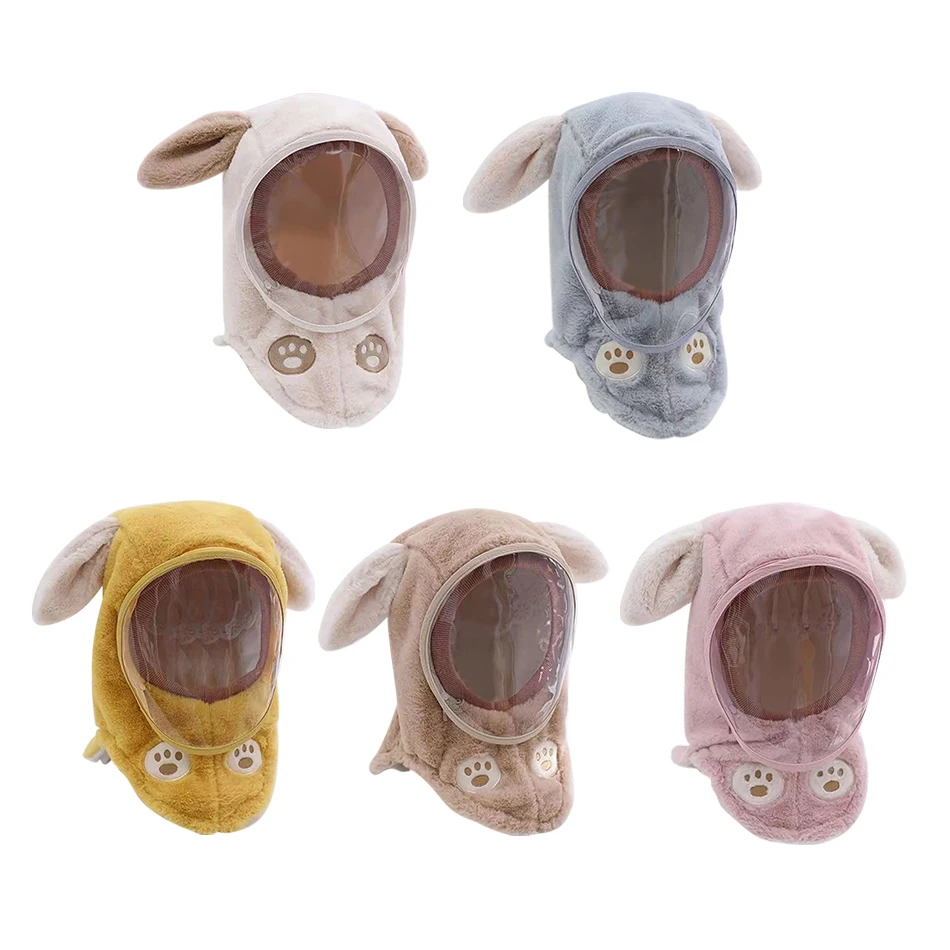 

Solid Colored Plush Soft Warm Hat Kid's Cute Rabbit Ear Cold Resistant Hat Zipper Windproof And Cold Resistant Detachable Hat