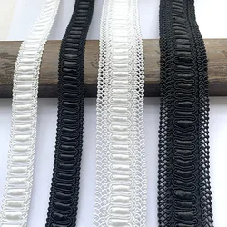 5m/16.4ft each pack Lace Sewing Trims Black white Curve ribbons Clothes Fabric curtain HandMade DIY crafts accessory decoration