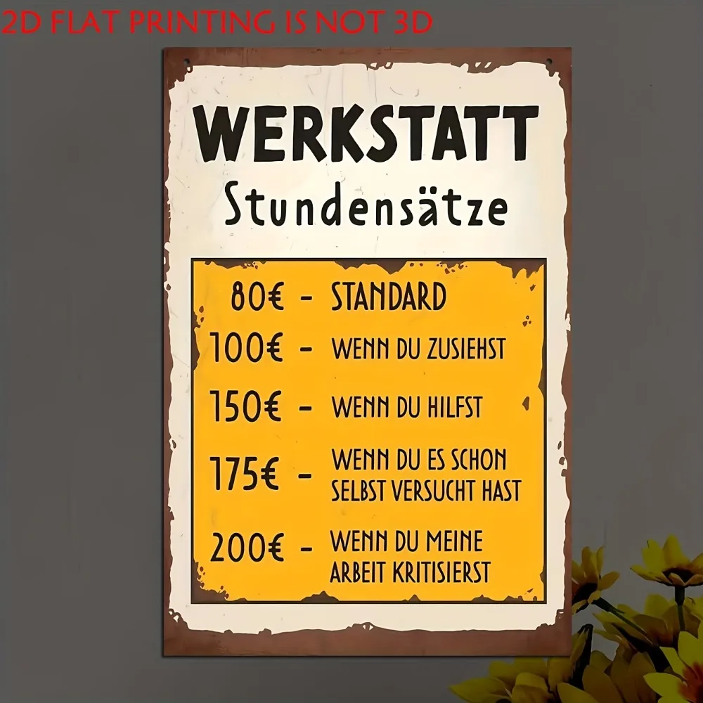 Vintage German Mechanic Workshop Sign 2D Flat – Auto Repair Wall Plaque, Garage Decor for Man Cave, Gift for Mechanics & Car Lov