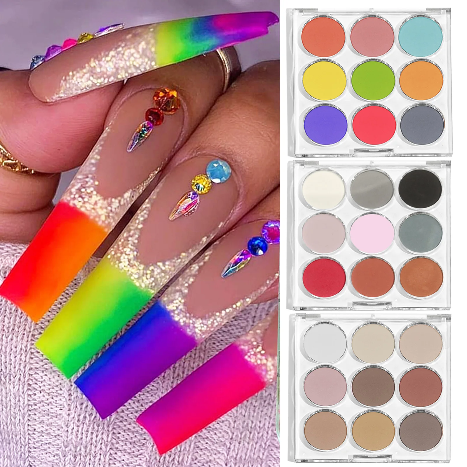 

9 Colors Nail Art Powder Set Chrome Nail Powder Chrome Nail Glitter DIY Nail Decoration Shiny Magic Mirror Finish Art Gradient