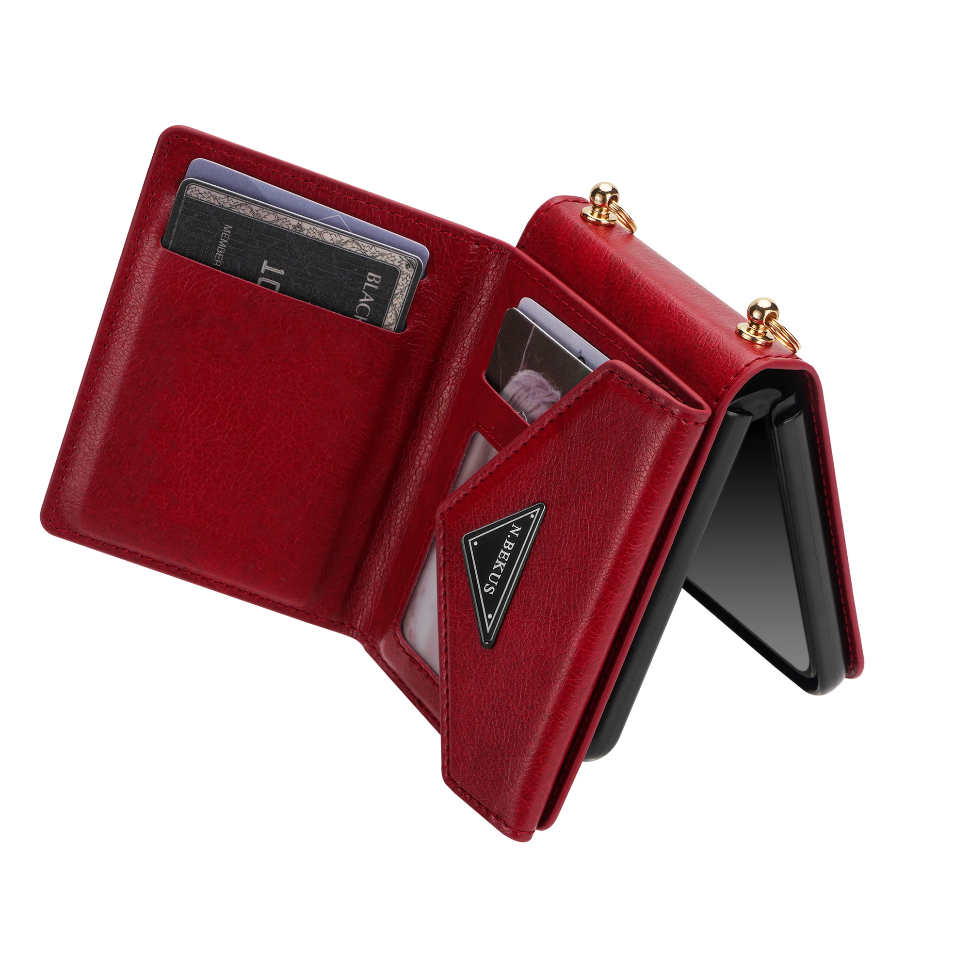 Crossbody Leather Wallet Phone Case for Samsung Galaxy Z Flip 8 7 FE 6 5 4 3 5G Flip7 Purse Cards Holder Lanyard Strap Cover