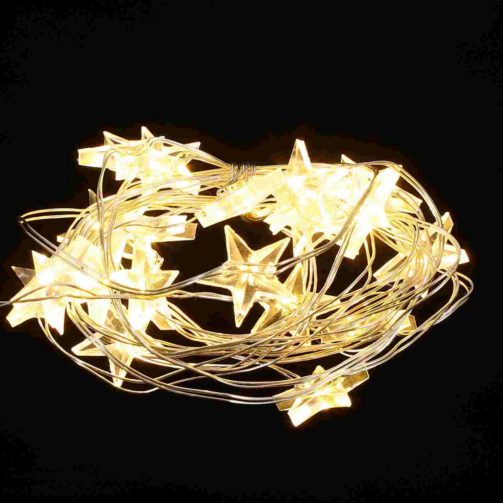 2M 20-LED Star Copper Wire String Lights Operated Fairy Lights for Christmas Holiday Wedding Party Yard Decoration (Warm