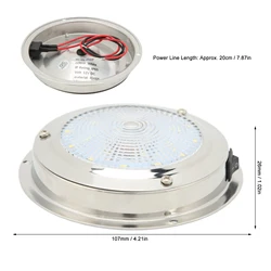 RV Ceiling Dome Light IP65 Waterproof 316 Stainless Steel Housing DC12‑24V Marine Courtesy Lamp Boat Cabin Light