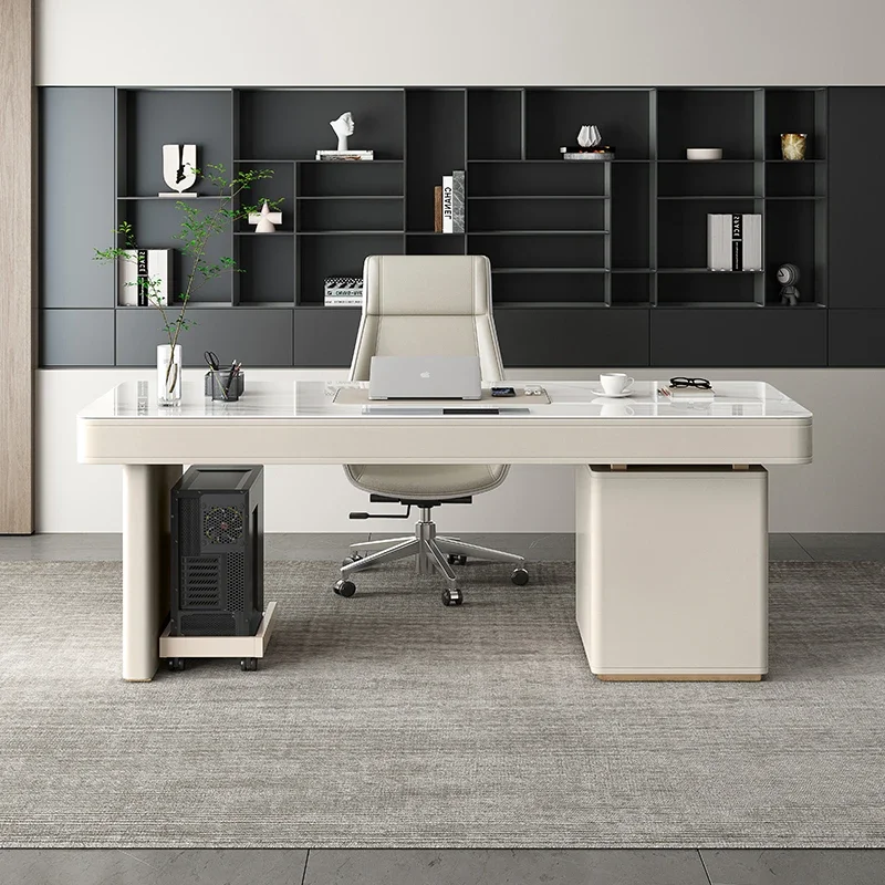 Designer Luxury Modern Office Desk Storage Drawers Asthetic Executive Home Computer Desks Standing Writing Biurko Furniture
