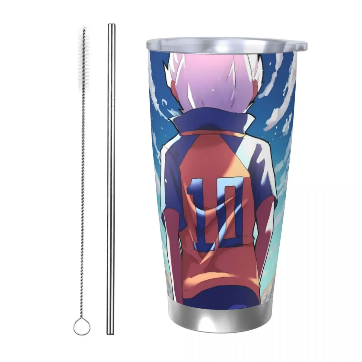 Hot Game Inazuma Eleven 20oz Stainless Steel Car Mug Straw Thermal Iced Travel Cup Vacuum Insulated Coffee Hot Cup