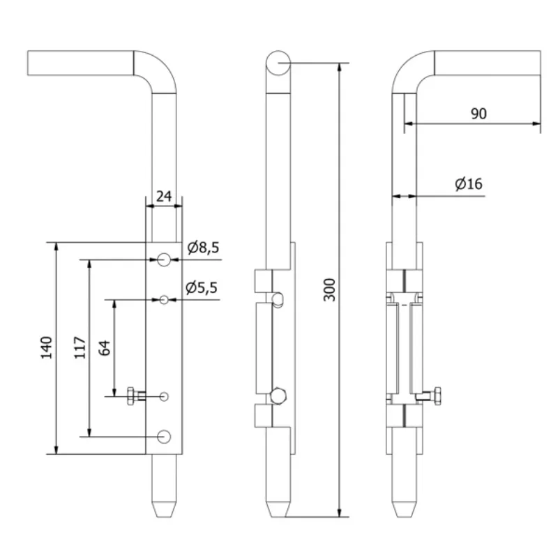 304 stainless steel round door post forged iron swing and garden sliding accessories 93B0003