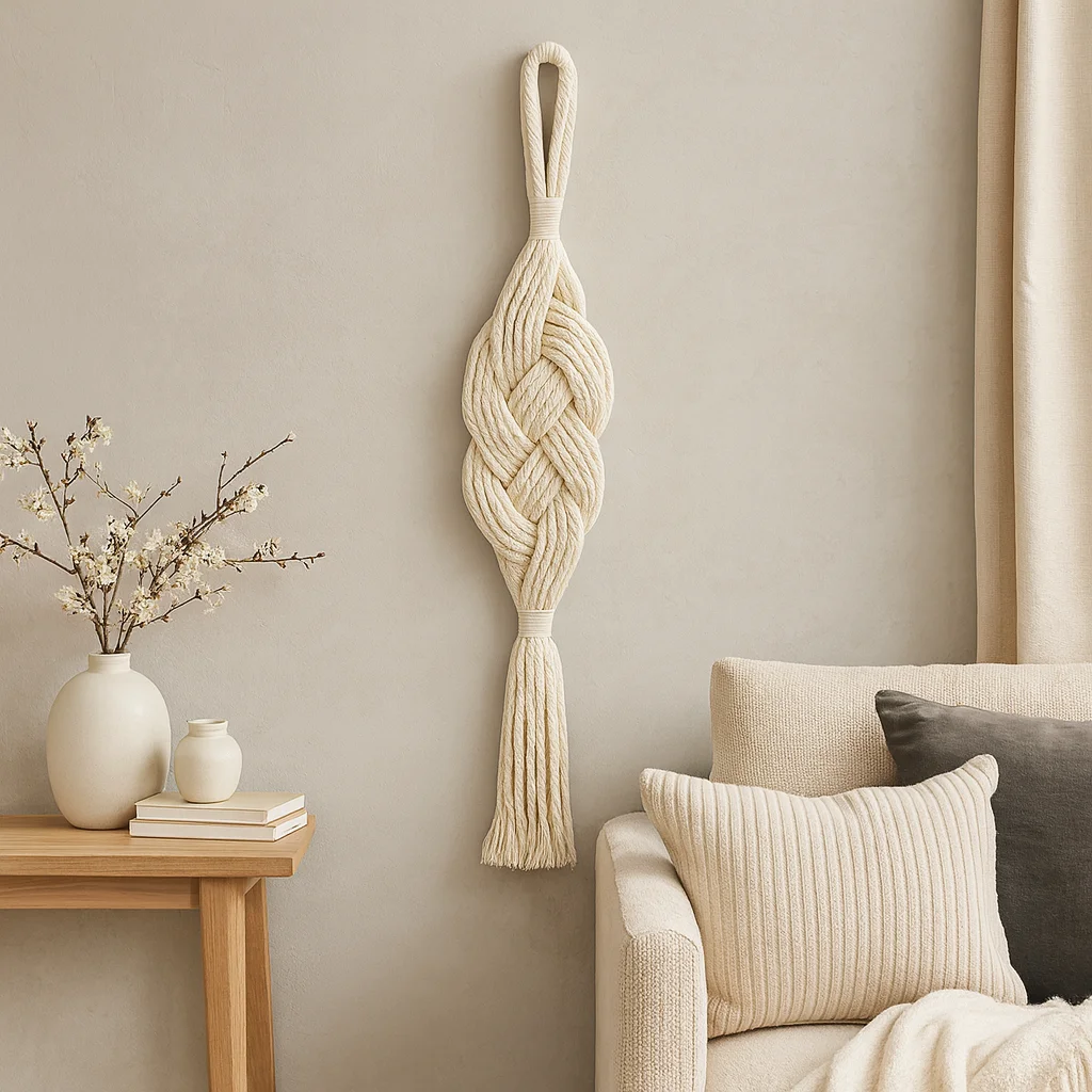 #￥Natural Cotton Rope Knot Bohemian Wall Decor Tassel Rustic Handmade Macrame Hanging Ornament Home Wedding Birthday Diwali