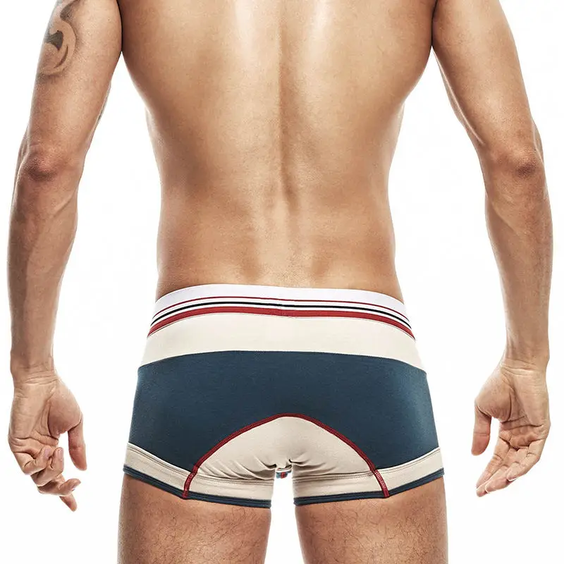 Men's flat angle underwear, cotton medium low waist slim fit contrasting color, U-shaped raised bag, sexy image 5