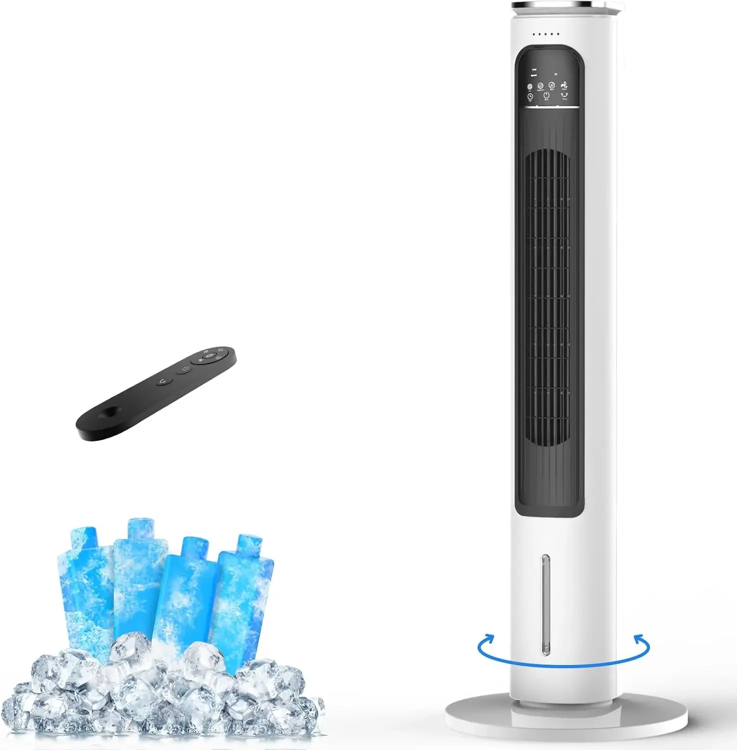 3-IN-1 Portable Air Conditioners Tower Fan, 37'' Evaporative Air Cooler w/Remote, 2.5L Water Tank With 4 Ice Packs, 12H Smart