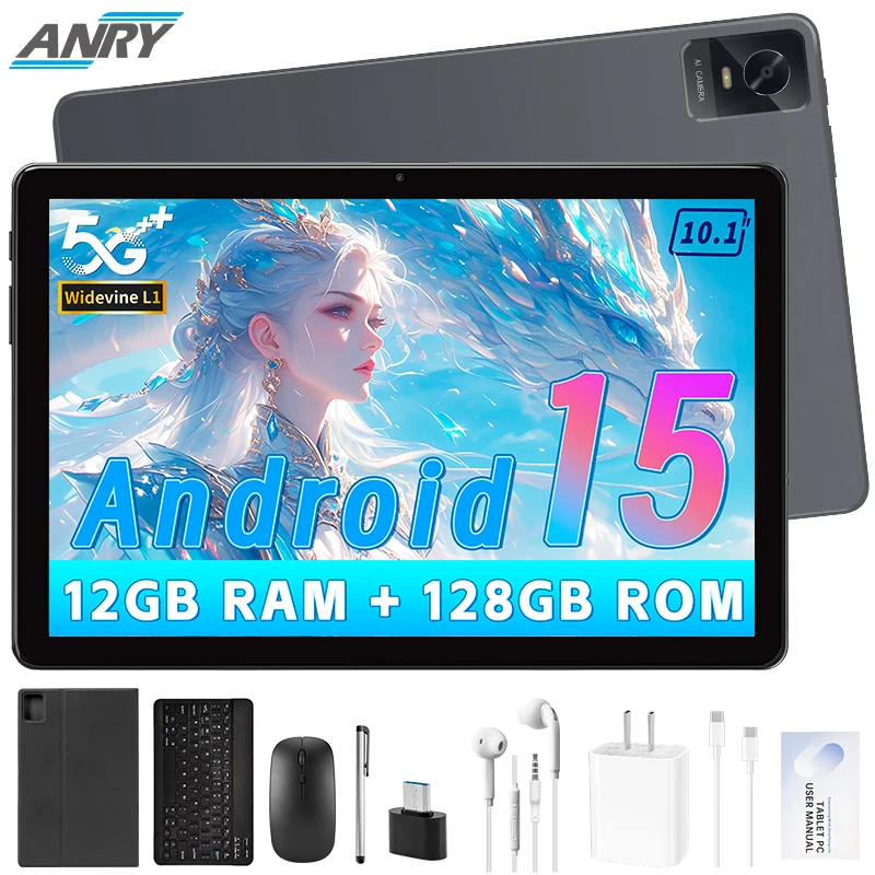 

Планшет ANRY Android 15, низкая цена, 10,1-дюймовые планшеты, 12 ГБ ОЗУ + 128 ГБ ПЗУ, аккумулятор 6000 мАч, два динамика, поддержка Widevine L1