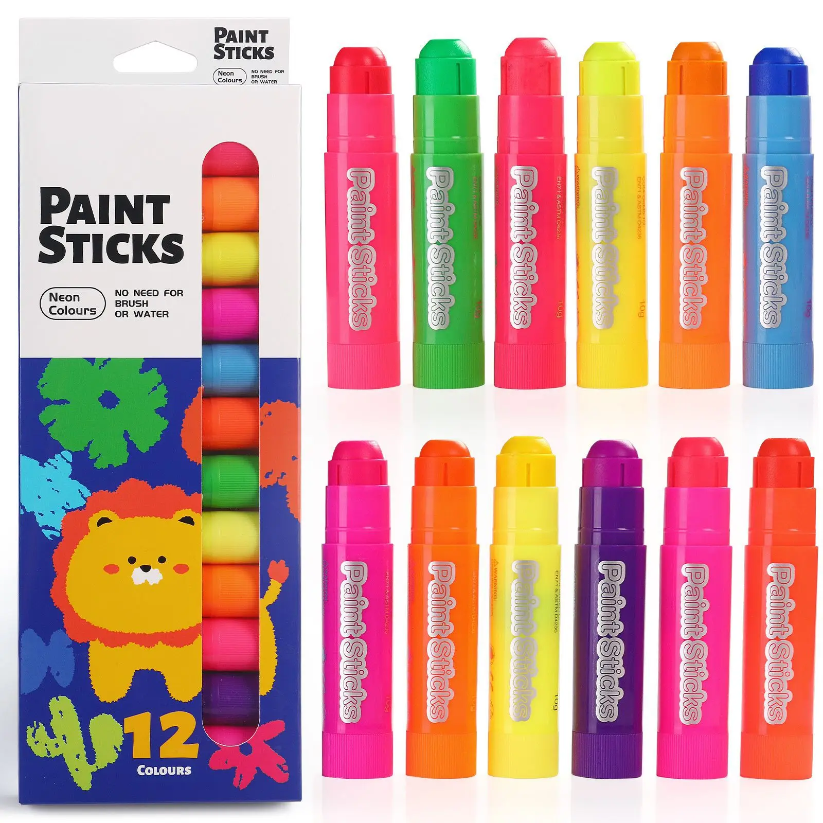 Neon-Farbstifte Set 12 Stück Ungiftige Abwaschbare Graffiti-Kreiden für Kleinkinder DIY-Basteln Schul-Kunstprojekte Leicht zu Reinigen