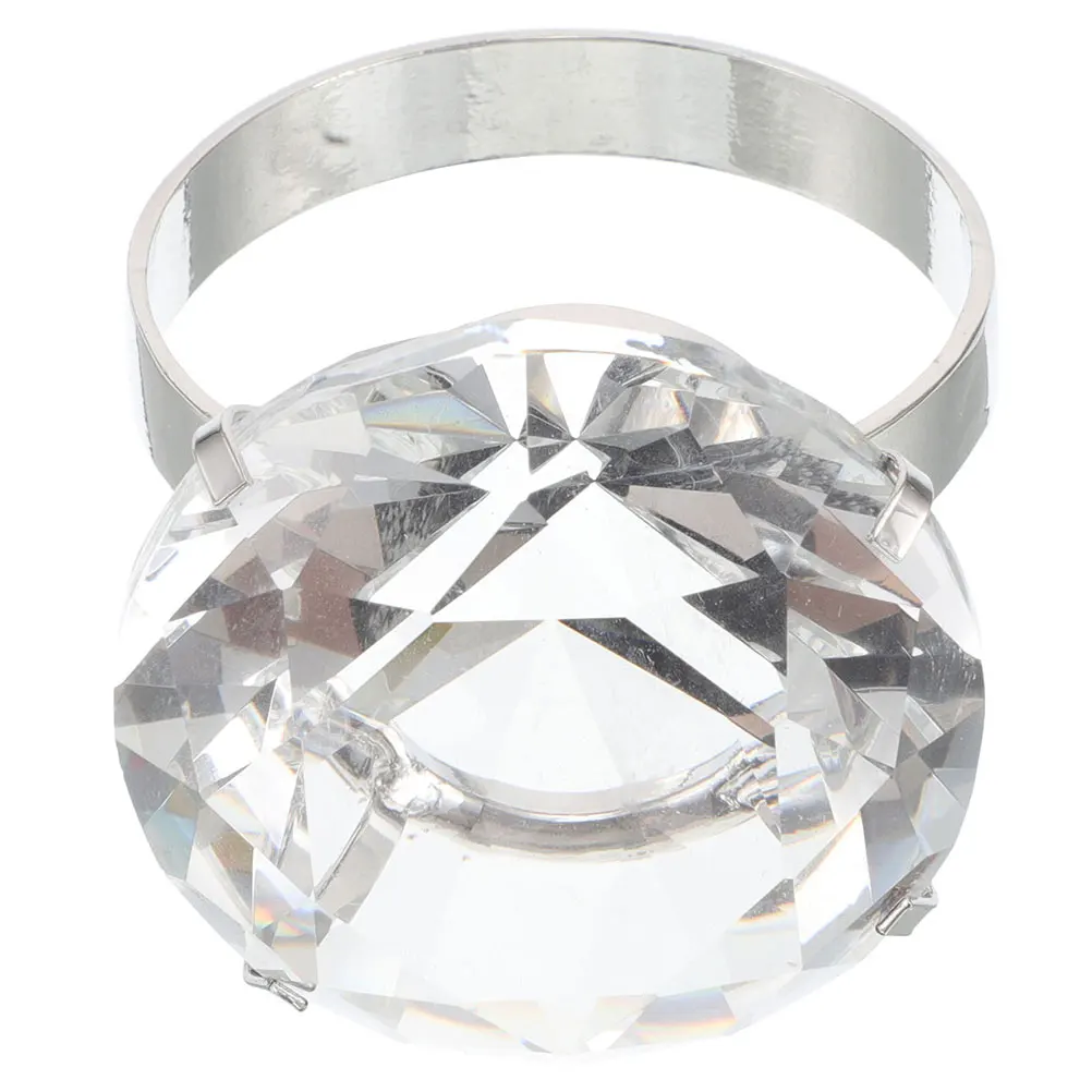 

Big Diamond Ring Props Oval Alloy Women Decorations Bride Engagement Rings Fake Wedding Supplies Simulated Rings Elegant