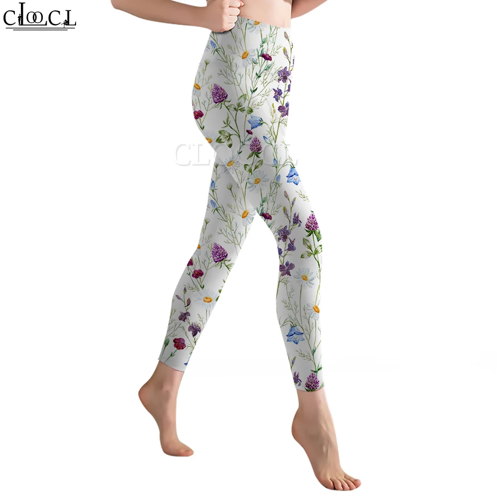 CLOOCL Women Legging Purple Flowers Pattern 3D Printed Trousers High Waist Stretch Sports Legging Jogging Fitness Yoga Pants