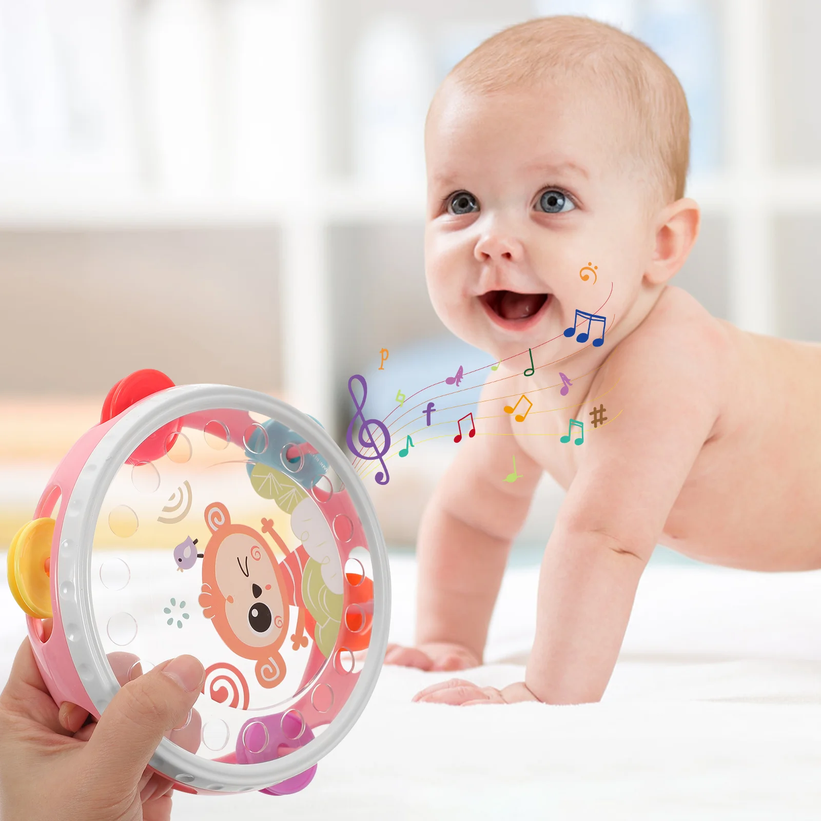 

Children Clapping Tambourine Hand Knocking Toy Percussion Delicate for Kids Plastic Adults Musical Tambourines